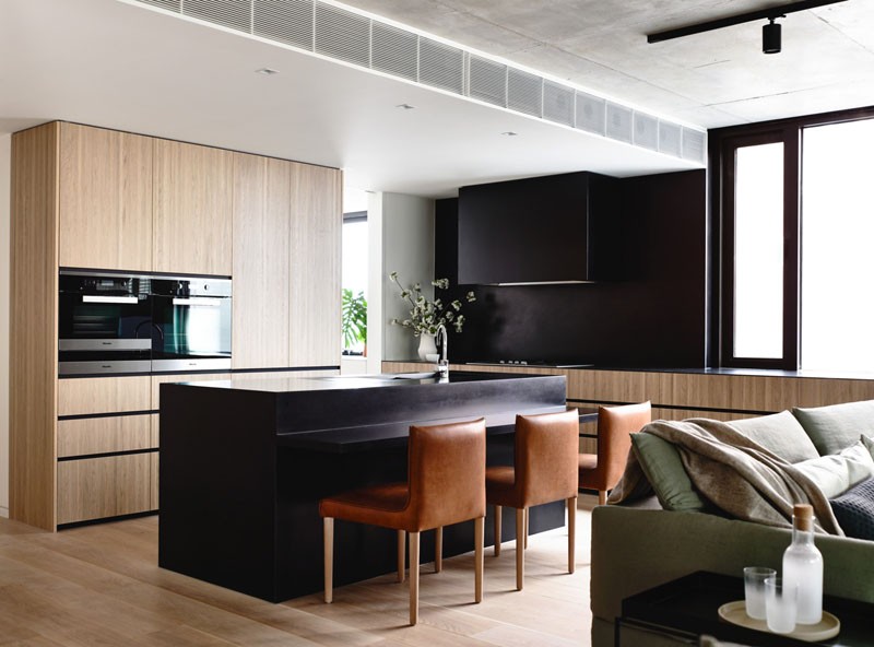 small kitchen interior design with Integrated Fridge