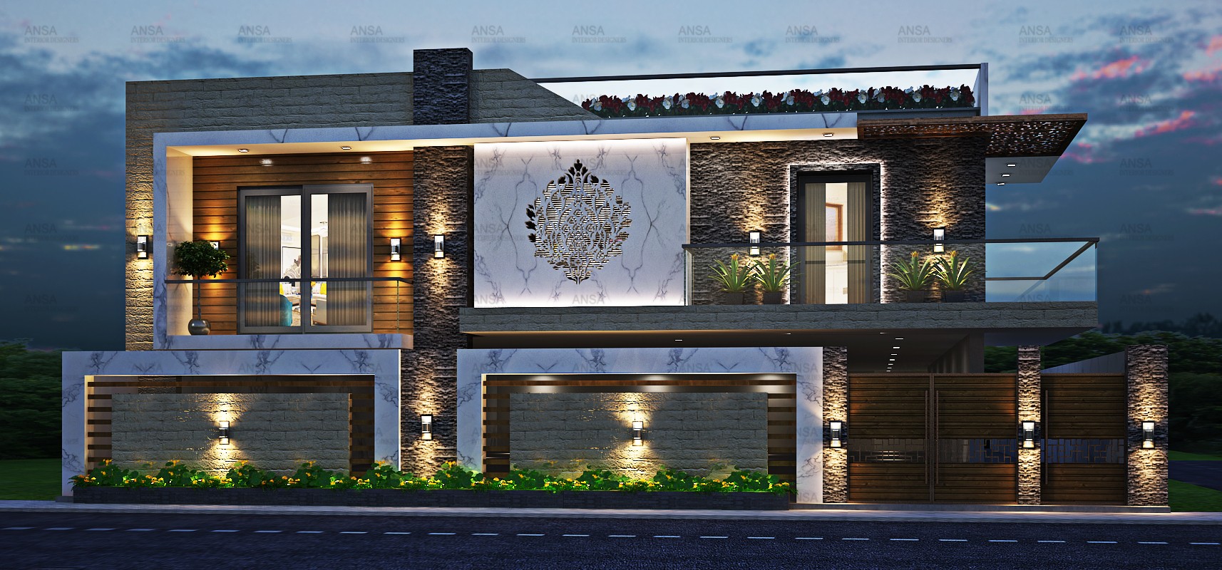 The residential facade design at chandigarh.