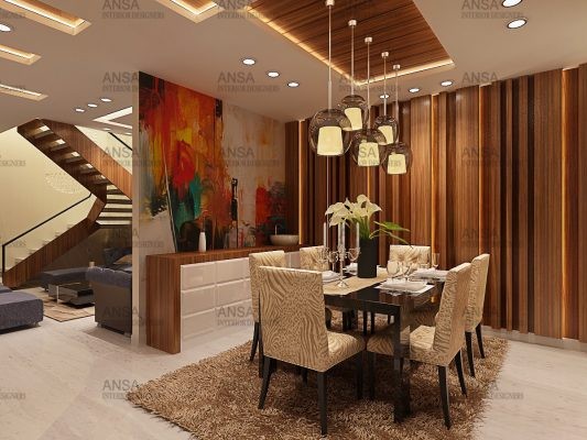 luxury dining room interior design in delhi attached with drawing room