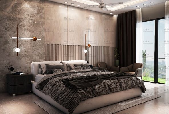 bedroom design with black interiors