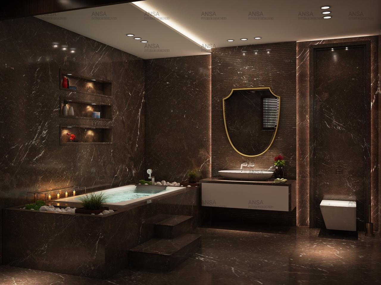 master bathroom interior design with bathtub