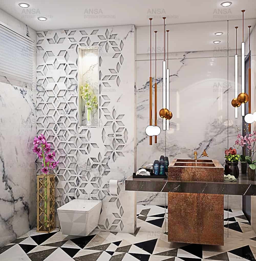 white bathroom interior by ansa interior designers