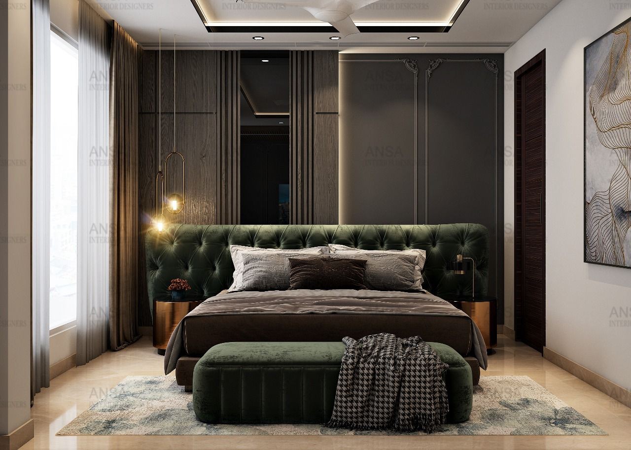 bedroom with green accent