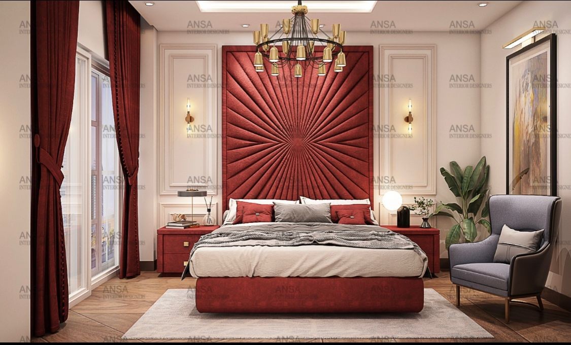 luxury bedroom with chandelier